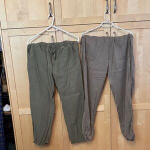 Casual Drawstring Pants - Two shades of Olive